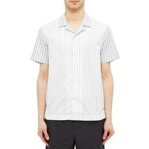 WOOD WOOD Brandon Short Sleeve Button Up Shirt Size Large Off White Stripes NWT
